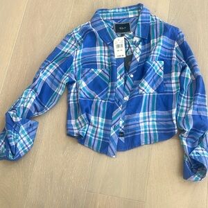 Rails cropped flannel button down shirt